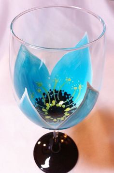 Painted Wine Glasses - Flowers